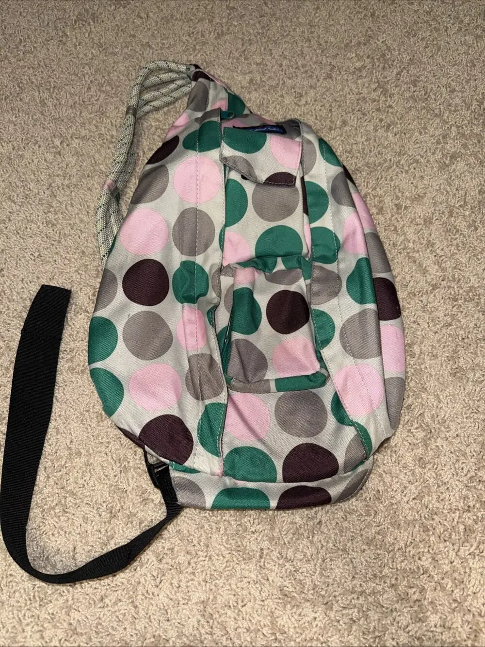 KAVU Rope Bag Sling Backpack Polka Dot Green Pink Grey Crossbody